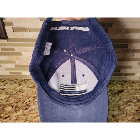 Mens Baseball Hat Thin Blue Line Police Cap Outer Banks NC Adjustable Fit Blue - Picture 9 of 13